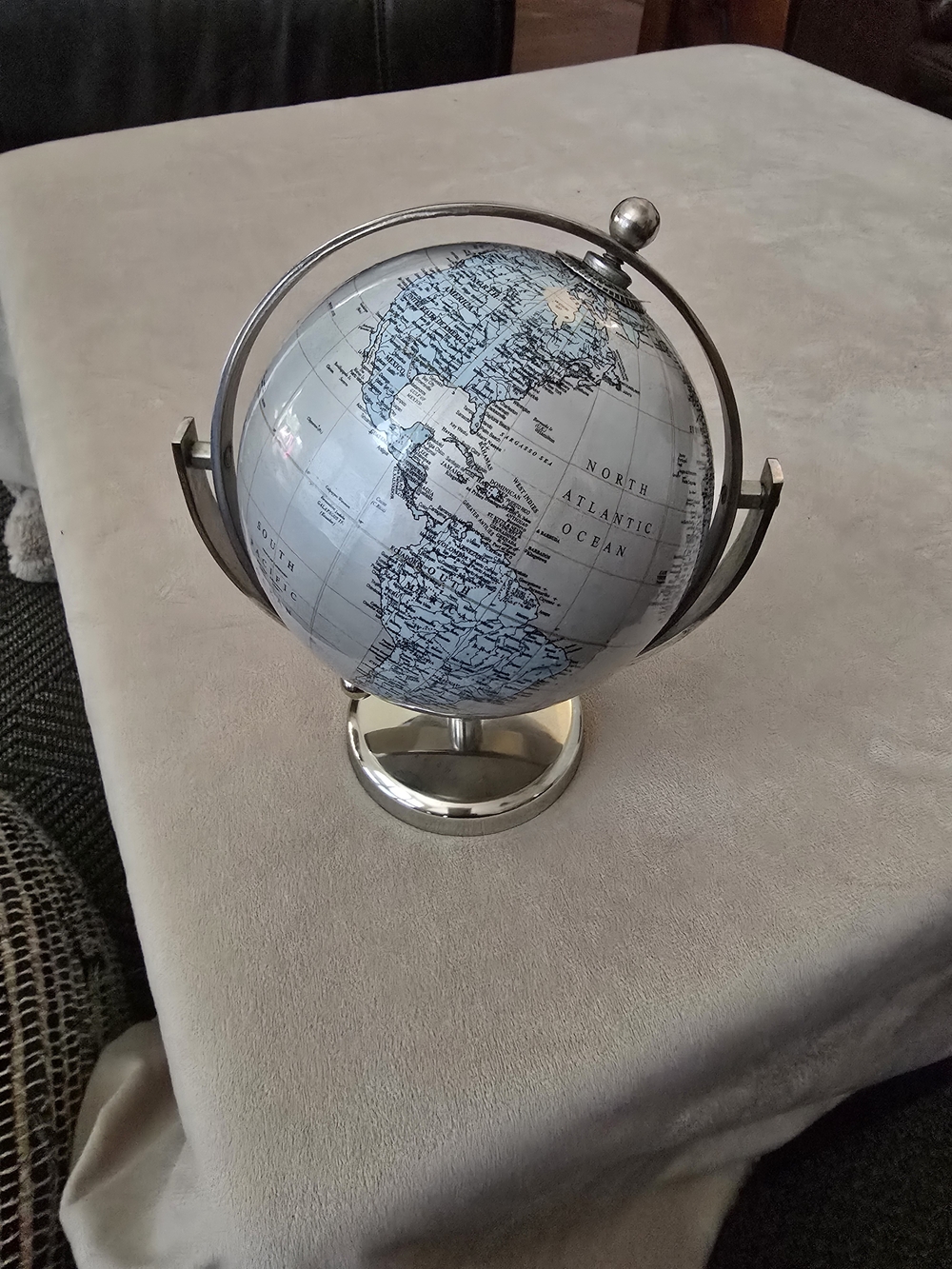 8' Height Silver Stand Blue Decorative Globe - Home Accents